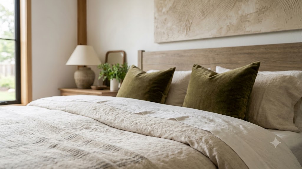 Olive Green Velvet Pillows